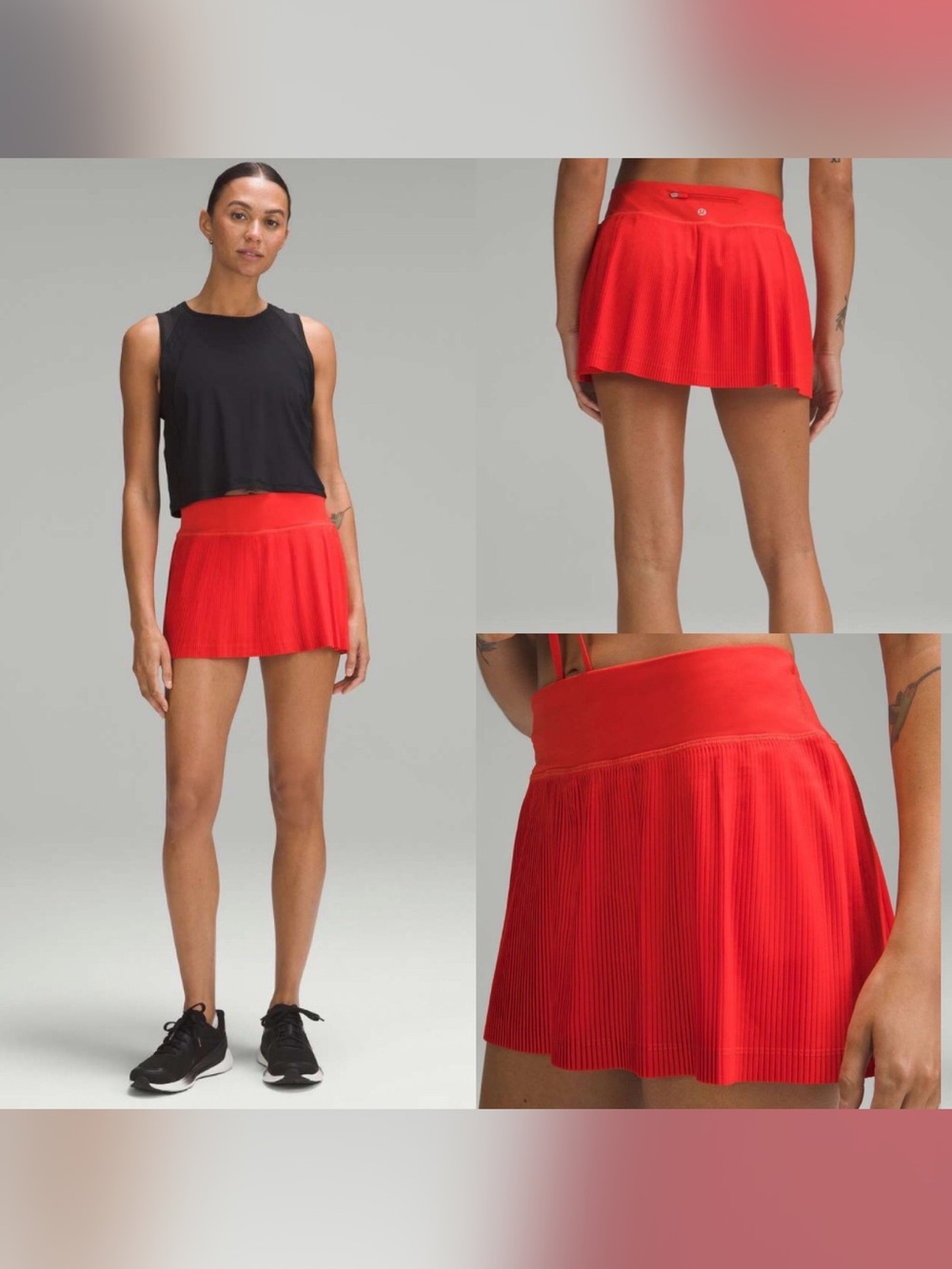 Like new: $88 LULULEMON RePleat High-Rise Tennis Skirt, Size 6, Hot Heat (Red)
